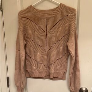 Marine Layer Cream Crew Neck Sweater with Chevron Pattern